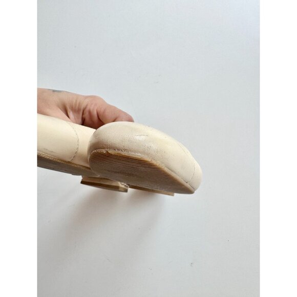 STUART WEITZMAN Ivory Leather Cap Toe Slingback Pearl Ballet Flats, Size 7.5 - Picture 8 of 16